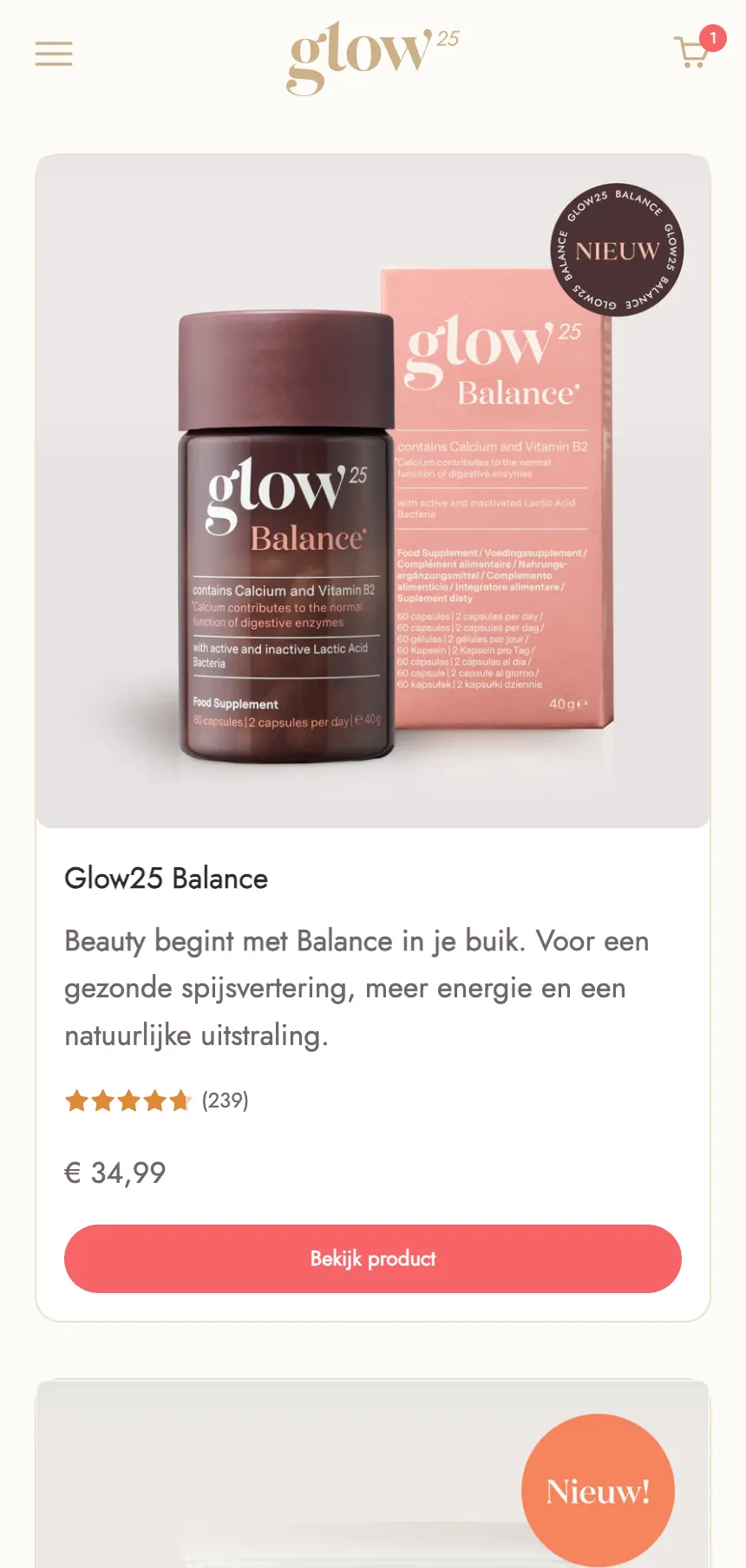 Glow25 Mobile: Produktseite