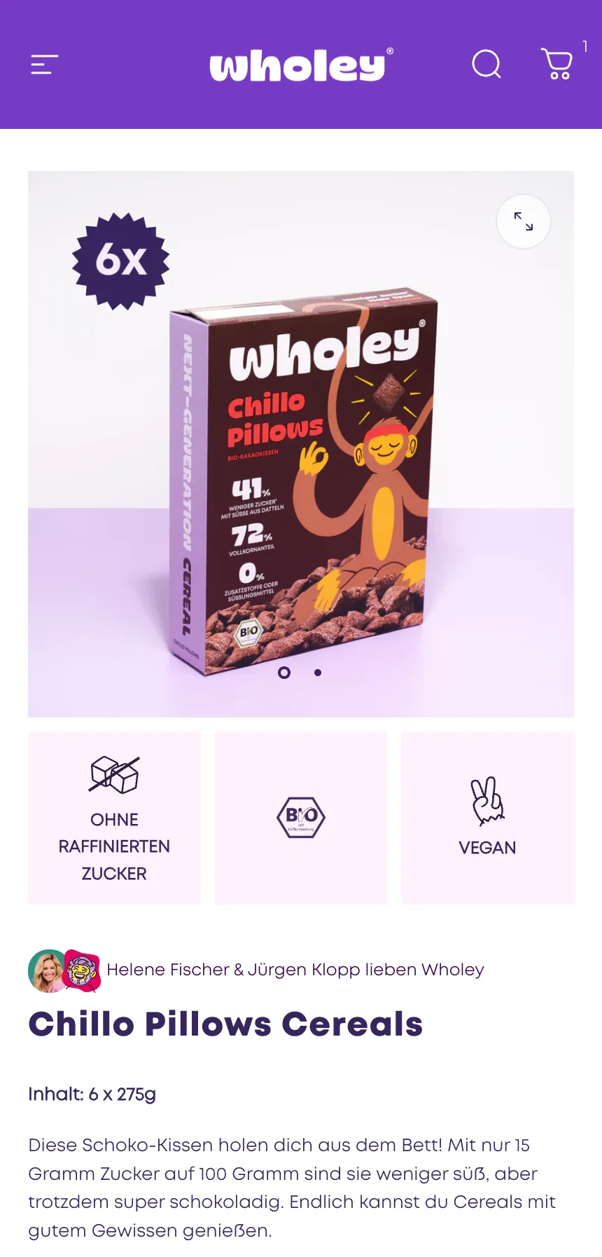 Wholey Mobile: Produktseite