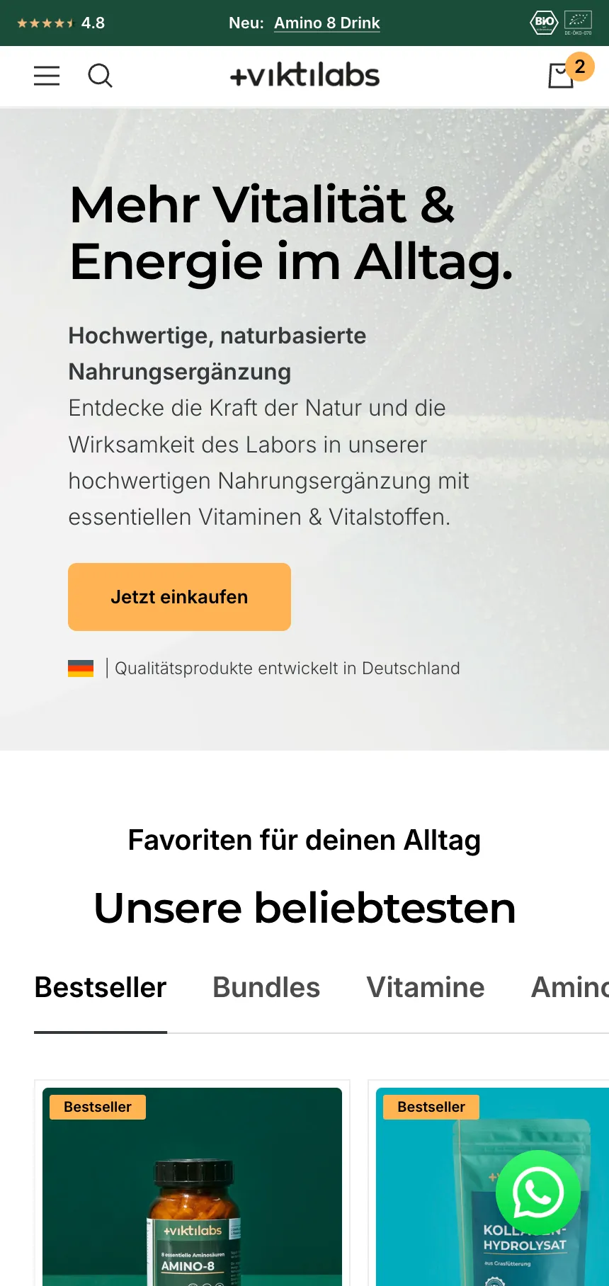 Viktilabs Mobile: Startseite